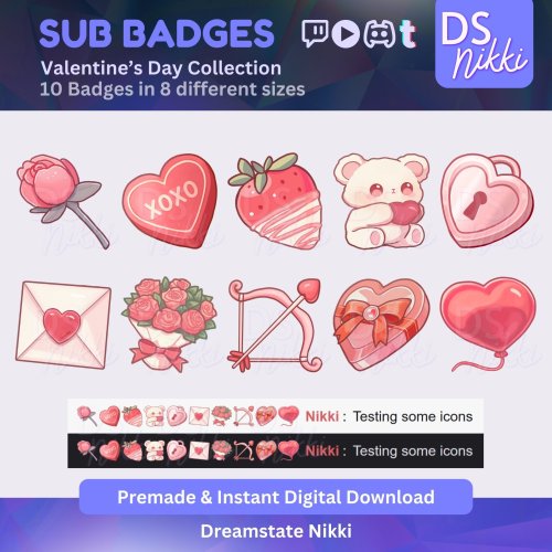 More information about "Valentine's Day Badges, Twitch Sub Bit Badges & Emotes, Point Badges, Live Stream Badges for Twitch, YouTube, Discord, TikTok"